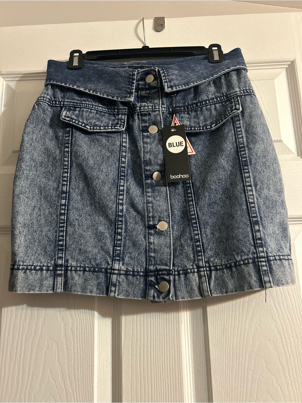 Denim Button-Front Mini Skirt